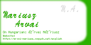 mariusz arvai business card